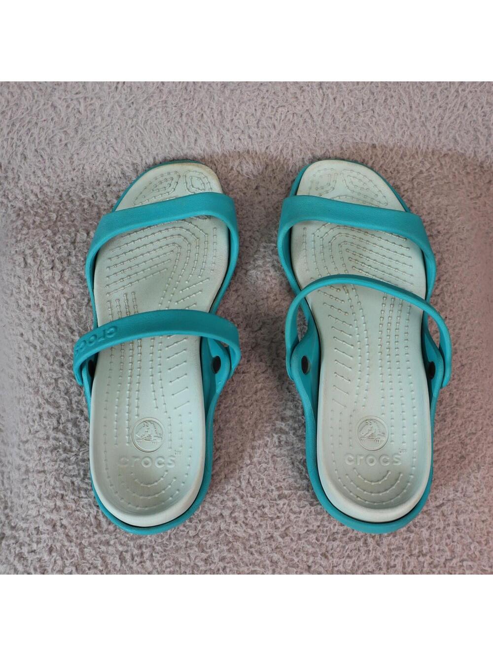 Crocs Cleo Slide Sandals Green Women Size 8 Slip On Flat - Picture 6 of 8